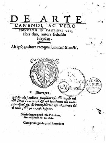 Heyden - De arte canendi, ac vero signorum in cantibus usu, libri duo ''(in second edition)'' - Complete Book