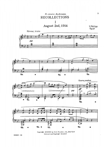 Philipp - Impressions et souvenirs - Piano Score - Book 1 - retitled "Recollections"