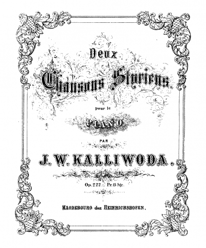 Kalliwoda - 2 Chansons styriens - Score