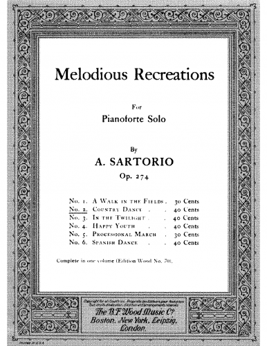 Sartorio - Melodious Recreations - Piano Score - No. 2. Country Dance