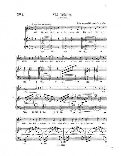 Meyer-Helmund - Vier Lieder - 3. Viel Träume (B♭ major)