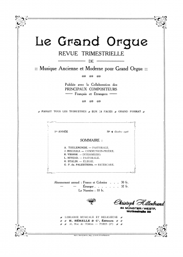 Bucciali - Communion-Prière - Organ Scores - Score