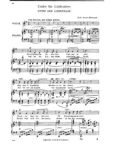 Meyer-Helmund - Drei Lieder - 3. Unter dem Lindenbaum (G major)