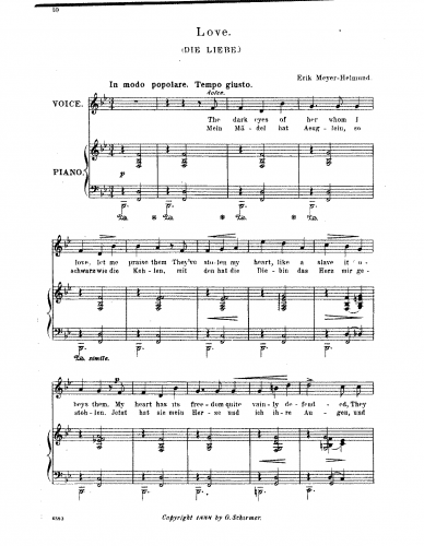 Meyer-Helmund - Drei Lieder - 3. Die Liebe (B♭ major)