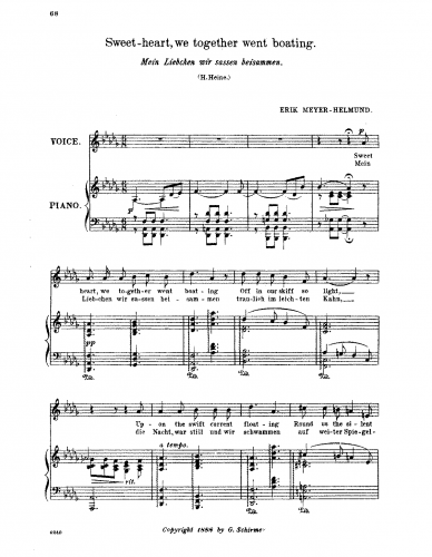 Meyer-Helmund - Zwei Lieder - 1. Mein Liebchen wir sassen beisammen (D♭ major)