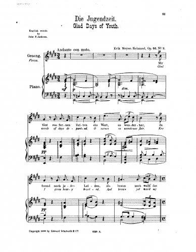 Meyer-Helmund - Drei Lieder - 3. Die Jugendzeit (E major)