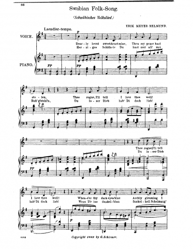 Meyer-Helmund - Drei Lieder - 3. Schwäbisches Volkslied (G major)