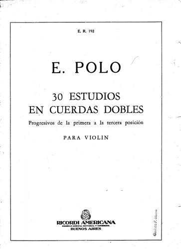 Polo - 30 estudios para violín en dobles cuerdas - Violin Scores - Score