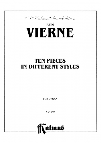 Vierne - Dix pièces de différents styles pour orgue ou harmonium - Organ Scores Nos.3-5 - Score