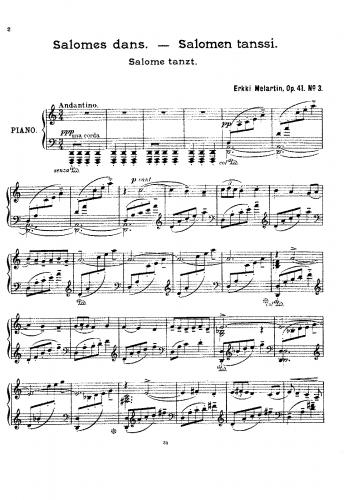 Melartin - Salome - Salomen tannsi (No. 3) For Piano solo (Composer) - Score