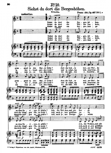 Abt - 4 Duette - Vocal Score - No. 1. Siehst du dort die Bergeshöhen