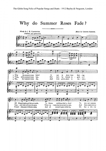 Barker - Why do summer roses fade - Score
