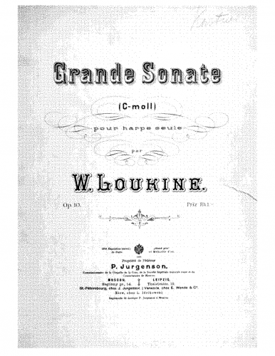 Loukine - Grande sonate - Harp Scores - Score