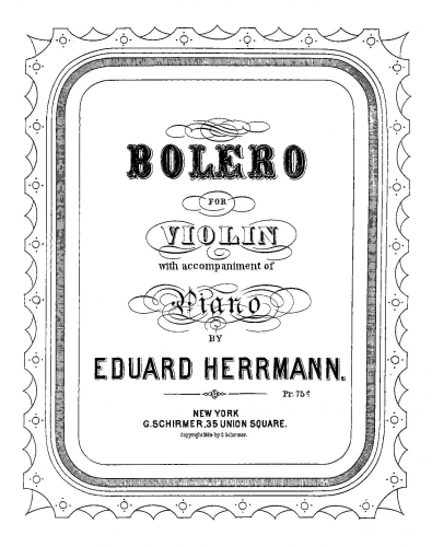 Herrmann - Bolero - Scores and Parts - Piano Score and Violin Part
