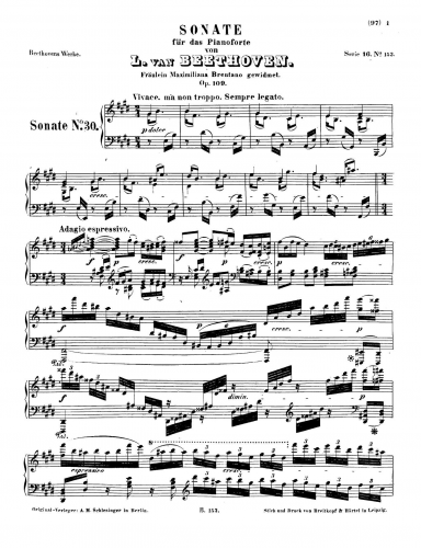 Beethoven - Piano Sonata No. 30 - Score