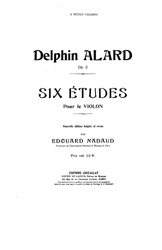 Alard - Six études pour le violon - Score