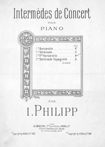 Philipp - Intermedes de Concert - Piano Score - 3. 2me Barcarolle