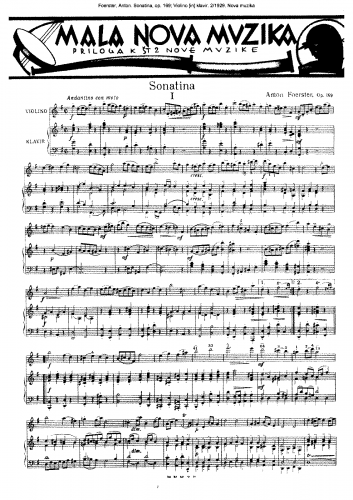 Foerster - Sonatina, Op. 169 - Incomplete score