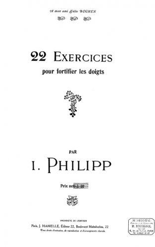 Philipp - 22 Exercices pour Fortifier les Doigts - Score