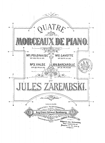 Zar?bski - Barcarolle, Op. 31 - Score