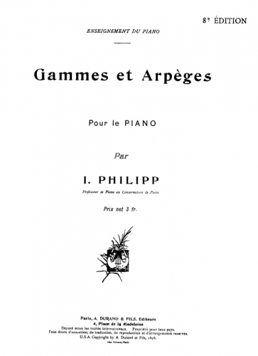 Philipp - Gammes et Arpèges - Score