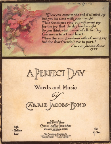 Jacobs-Bond - A Perfect Day - Scores and Parts - complete piano score and cello part
