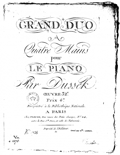 Dussek - Grand Duo, Op. 32e - Score