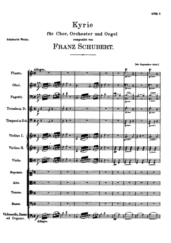Schubert - Kyrie in D minor, D.31 - Full score