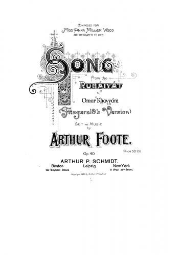 Foote - Song from the Rubáiyát of Omar Khayyám (Fitzgerald's version) - Score