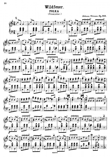 Strauss Jr. - Wildfeuer, Op. 313 - For Piano solo - Transcription for piano solo - complete