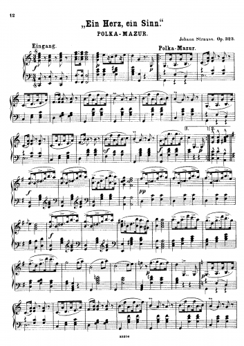 Strauss Jr. - Ein Herz und ein Sinn, Op. 323 - For Piano solo - Transcription for piano solo - complete