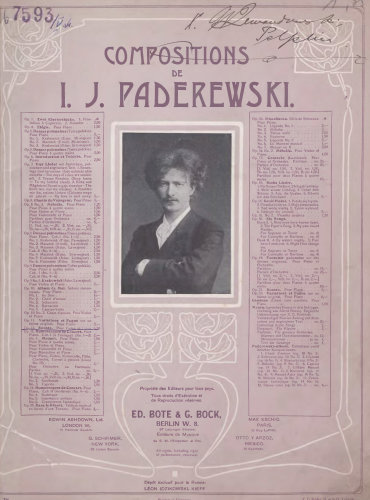 Paderewski - Violin Sonata - Violin Part