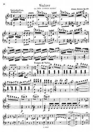 Strauss Jr. - Italienischer Walzer, Op. 407 - For Piano solo - Transcription for piano solo - complete