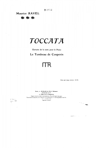 Ravel - Le tombeau de Couperin - Piano Score Toccata (No. 6) - Score