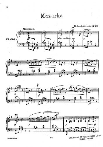 Leschetizky - 2 Mazurkas, Op. 24 - Score