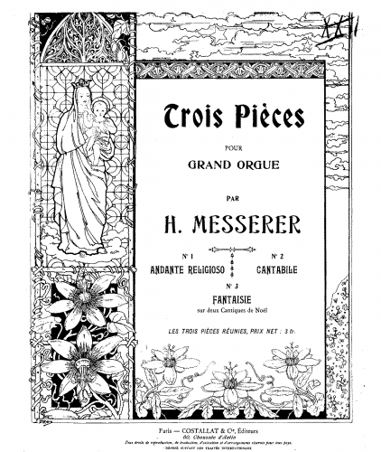 Messerer - 3 Trois pieces pour grand orgue - Score
