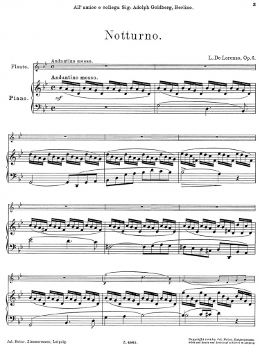 Lorenzo - Notturno, Op. 6 - Piano score and Flute part