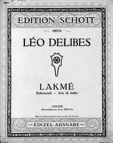 Delibes - Lakmé - Ballet Music For Violin and Piano (Sieg-Frödner) - Violin part