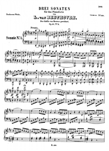 Beethoven - Piano Sonata No. 7 - Piano Score - Score
