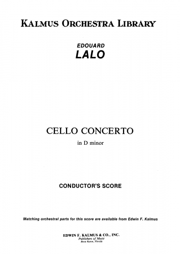Lalo - Cello Concerto - Complete Orchestra Score