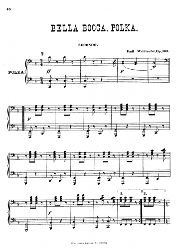 Waldteufel - Bella Bocca - For Piano 4 hands - Score