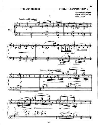 Roslavets - Three Compositions - Score