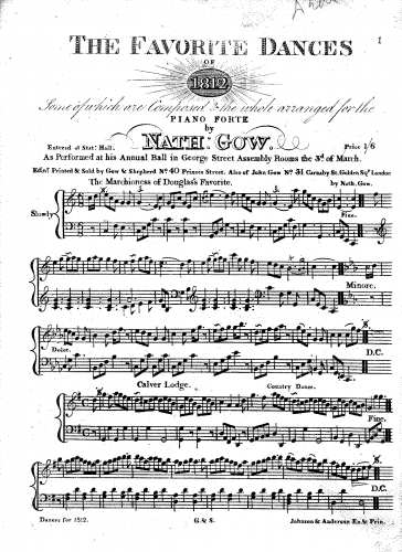 Gow - The Favorite Dances of 1812 - Complete [?] Score
