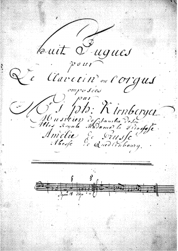 Kirnberger - Huit fugues pour clavecin ou orgue - Score