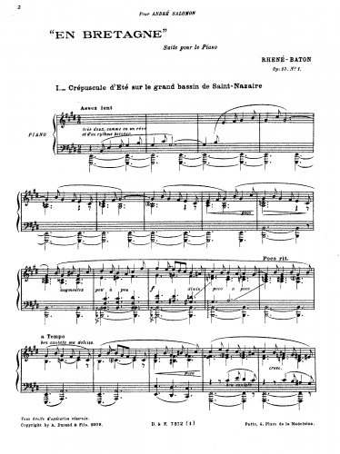 Rhené-Baton - En Bretagne, Op. 13 - Score
