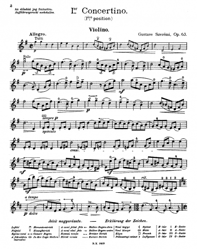 Szerémi - Concertino No. 1 - Violin Solo Part