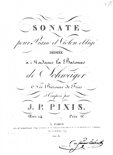 Pixis - Violin Sonata, Op. 14 - Score