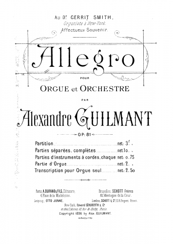 Guilmant - Allegro for organ and orchestra, Op. 81 - Score