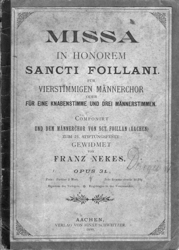 Nekes - Missa in honorem Sancti Foillani - Score