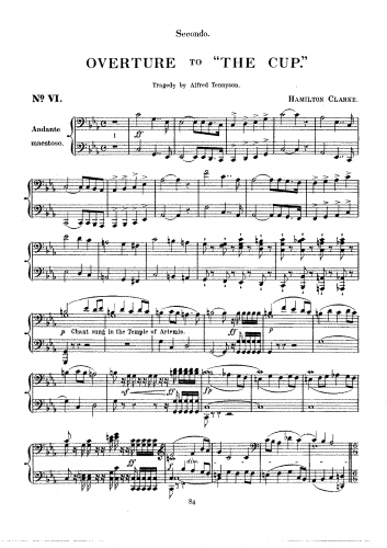 Clarke - The Cup, Overture - For Piano 4 Hands (composer) - Score